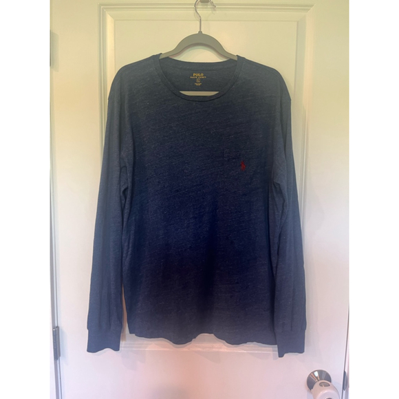 Men's Polo Ralph Lauren Long Sleeve‎ T-Shirt Size L Blue - Picture 1 of 7